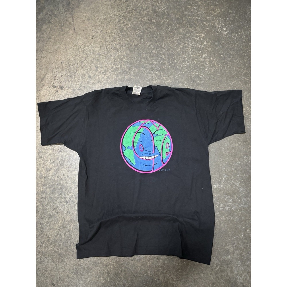 Vintage Psychedelic Art 90s Single Stitch Scramble Campbell Shirt Peace Love XL